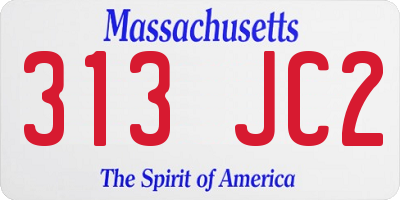 MA license plate 313JC2