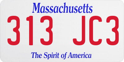 MA license plate 313JC3