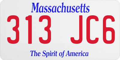 MA license plate 313JC6