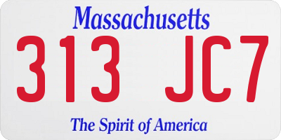 MA license plate 313JC7