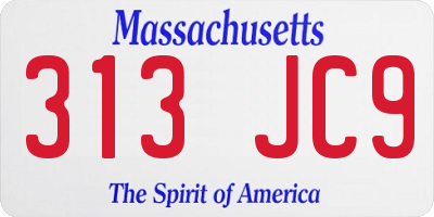 MA license plate 313JC9