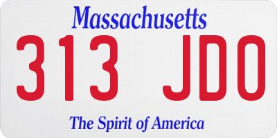 MA license plate 313JD0