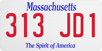 MA license plate 313JD1