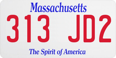 MA license plate 313JD2