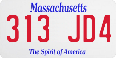MA license plate 313JD4