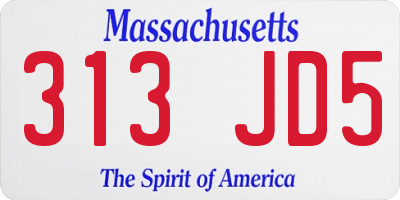MA license plate 313JD5