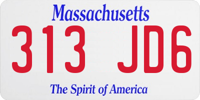 MA license plate 313JD6
