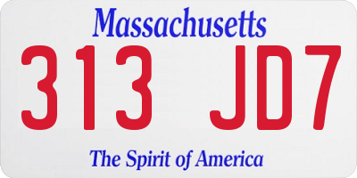 MA license plate 313JD7