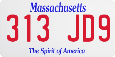 MA license plate 313JD9