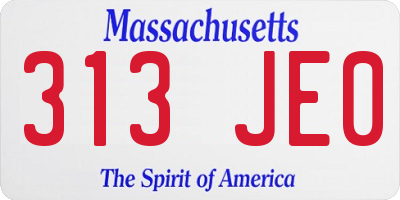 MA license plate 313JE0