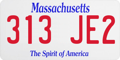 MA license plate 313JE2