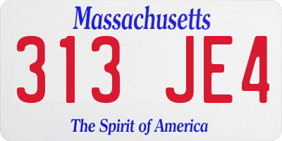 MA license plate 313JE4