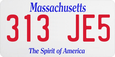 MA license plate 313JE5
