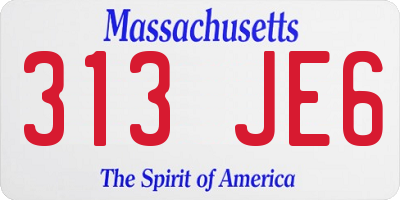 MA license plate 313JE6