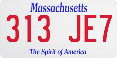 MA license plate 313JE7
