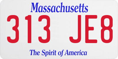 MA license plate 313JE8