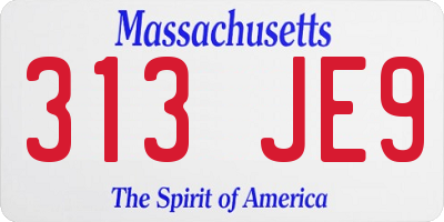 MA license plate 313JE9
