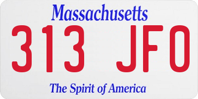 MA license plate 313JF0