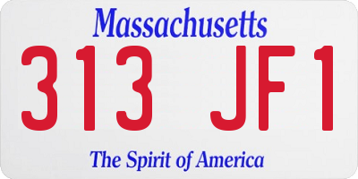 MA license plate 313JF1