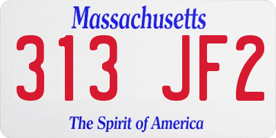 MA license plate 313JF2
