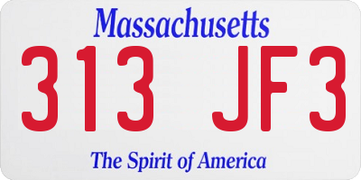 MA license plate 313JF3