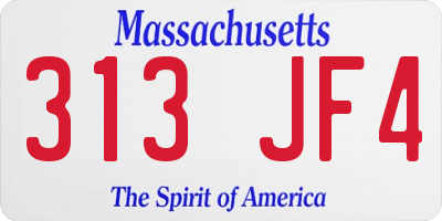 MA license plate 313JF4