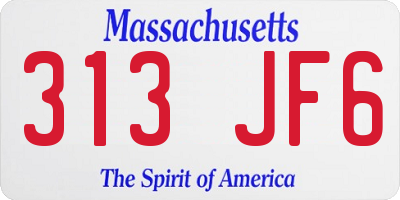 MA license plate 313JF6