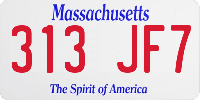 MA license plate 313JF7