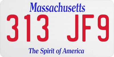 MA license plate 313JF9