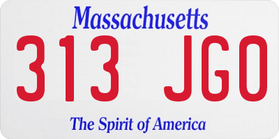 MA license plate 313JG0