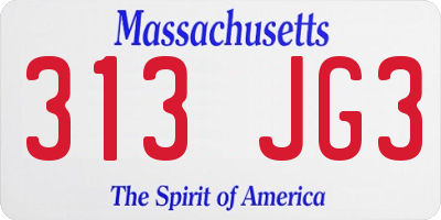 MA license plate 313JG3