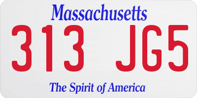 MA license plate 313JG5