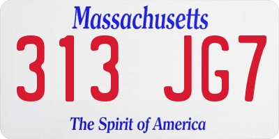 MA license plate 313JG7
