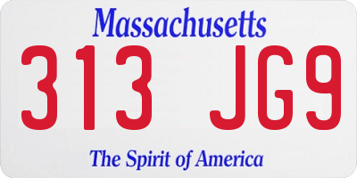 MA license plate 313JG9