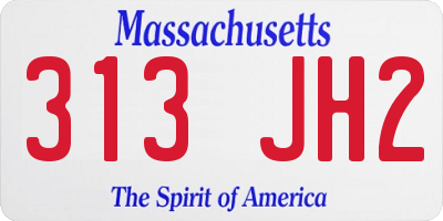 MA license plate 313JH2