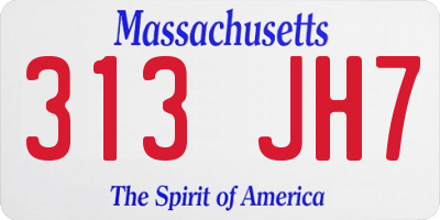 MA license plate 313JH7
