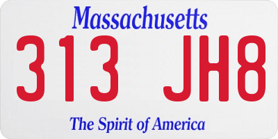 MA license plate 313JH8