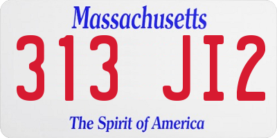 MA license plate 313JI2
