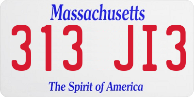MA license plate 313JI3