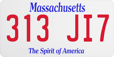 MA license plate 313JI7