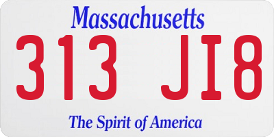 MA license plate 313JI8