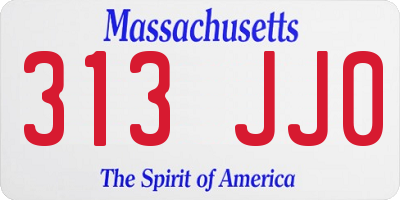 MA license plate 313JJ0