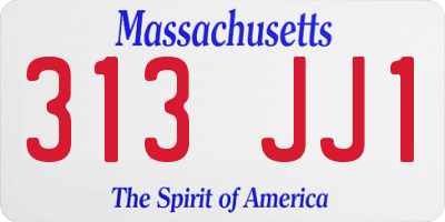 MA license plate 313JJ1
