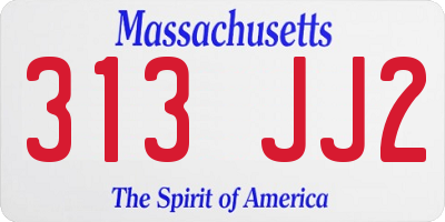 MA license plate 313JJ2