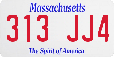 MA license plate 313JJ4