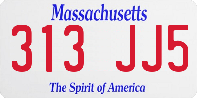 MA license plate 313JJ5