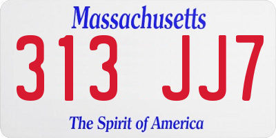 MA license plate 313JJ7
