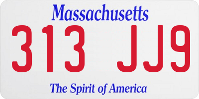 MA license plate 313JJ9