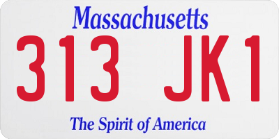 MA license plate 313JK1