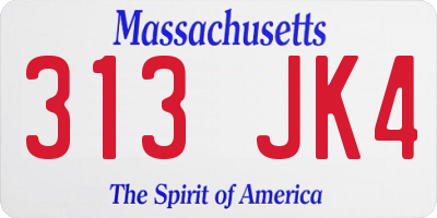 MA license plate 313JK4